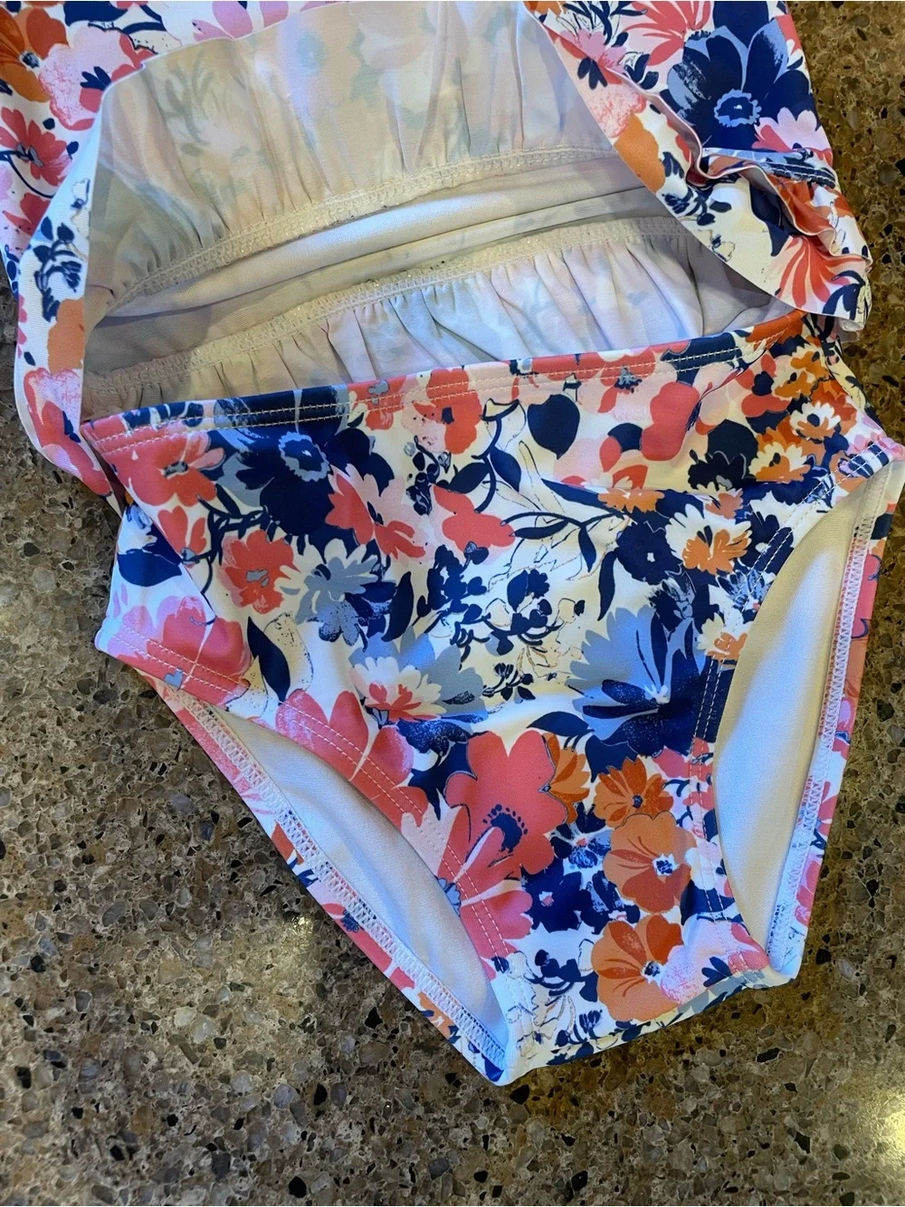 Janie and Jack Floral Rash Guard in Navy, Pink, Coral, White 2 piece swimsuit